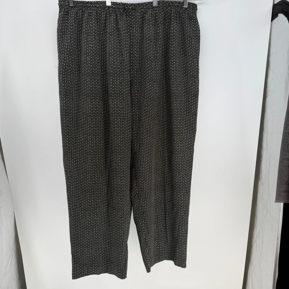 Alfred Dunner Pants Women 26W‎ Black Polka Dot Elastic Waist Drawstring Business